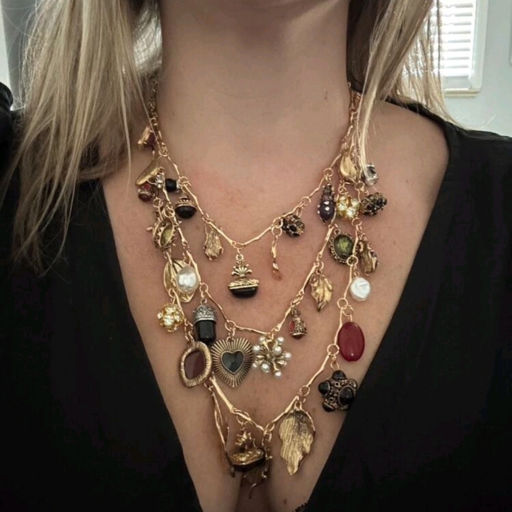 3 strand boho charm necklace set; nwot.